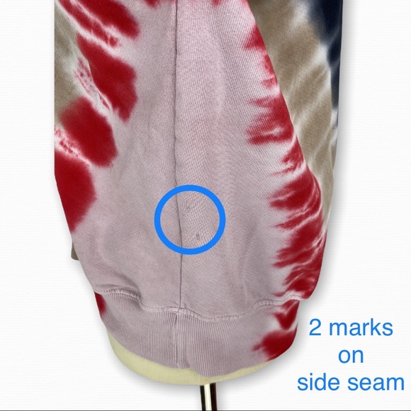 DAYDREAMER Flying V Tie Dye Varsity Crew Sweatshirt In Black Combo size XS - Picture 9 of 12